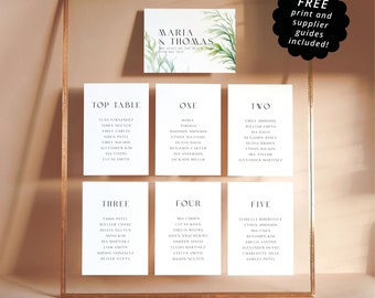 Editable Wedding Table Plan Cards. Sage Green Botanical Seating Chart, Small Cards. Instant Digital Download Printable. Boho Wedding. SEAB04
