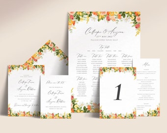 Printable Citrus, Yellow and Orange Floral Wedding Stationery - Citrus Mega Bundle