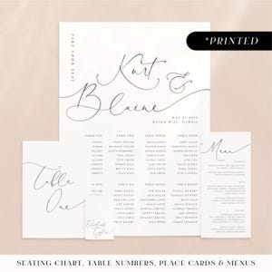 Minimal modern wedding reception stationery, typographic printed day-of stationery, classic monochrome wedding reception card set