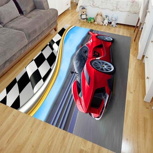 Racing Car Themed Carpet Colorful Carpet Kids Rug Modern Rug Non Slip Rug Home Decor