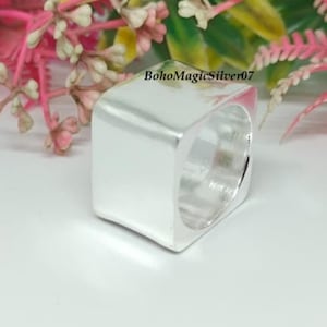 Handmade Sterling Silver Square Ring: Modern Geometric Band