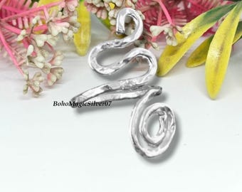 Hammered Sterling Silver Wrap Ring: Adjustable Open Thumb Ring