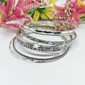 925 Sterling Silver, 7 Designer Bangle Set, Silver Bangle, Decent Bangle, Amazing Bangle Set, Gift For Girl&#39;s & Women, Special Occasion Gift