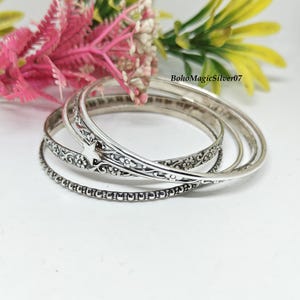 Sterling Silver Stacking Bangles - Star Design - Set of 5