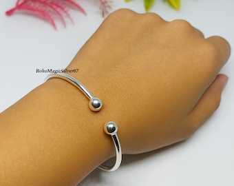 Brazalete de bola de plata de ley, pulseras de bola con rosca Cape Cod, brazaletes ajustables