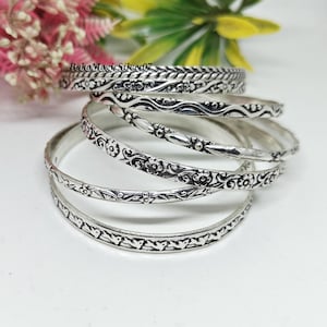 925 Sterling Silver, 7 Set of Bangles, 7 set Bangles, Gift for mom, Silver Bangle for Her/him, Handmade Bangles , all occasion gift.