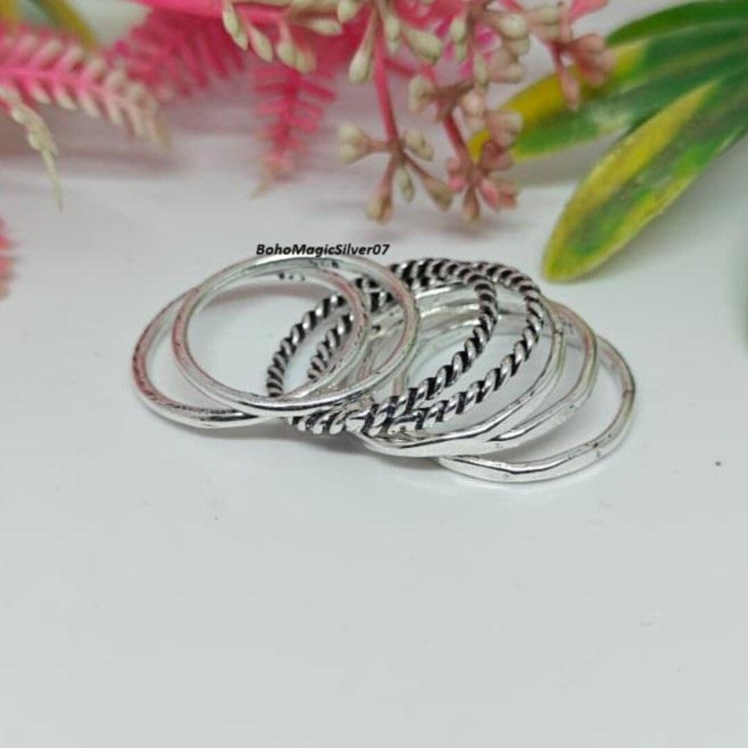 Silver Rings Kit Stackable Sterling Silver Rings Set - Minimalist Band Rings - Etsy