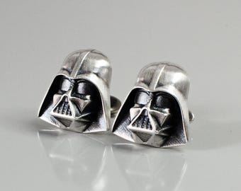 Star Wars Darth Vader Cufflinks 925 Silver Mens Cufflinks Geek Nerd Suit Accessories