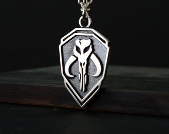 Star Wars Mandalorian Mythosaur Necklace 925 Silver Geek Star Wars Mando Jewelry