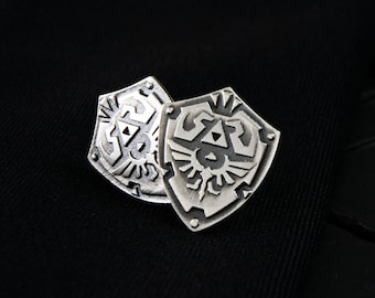 Zelda Hylian Shield-manchetknopen, Zelda 925-zilveren manchetknopen herenmanchetknopen Dasspeldaccessoires Cadeau
