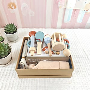 Personalized Wooden Baby Rattle Toy Set: Newborn Gift Box