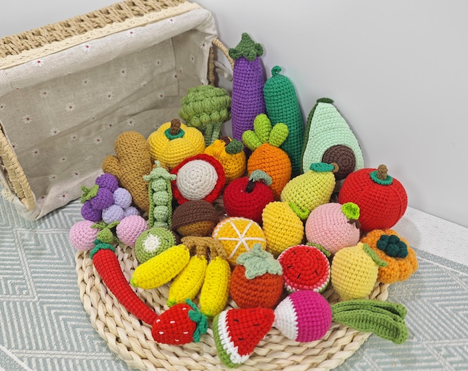 Handmade fruit and vegetables,Crochet toys for Kids,Vegetable set, Fruit set,Fruit toys,Crochet food and Fruit,Baby shower gift
