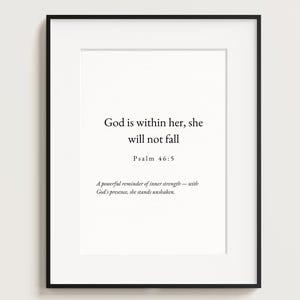 Psalm 46:5 — “God is within her, she will not fall.” | Christian Printable Wall Art | Scripture Verse | Bible Quote | Spiritual Faith Decor