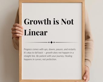 Growth is Not Linear Wall Art Printable | Self-Compassion Mental Health Quote | Motivational Digital Download | Modern Healing Decor