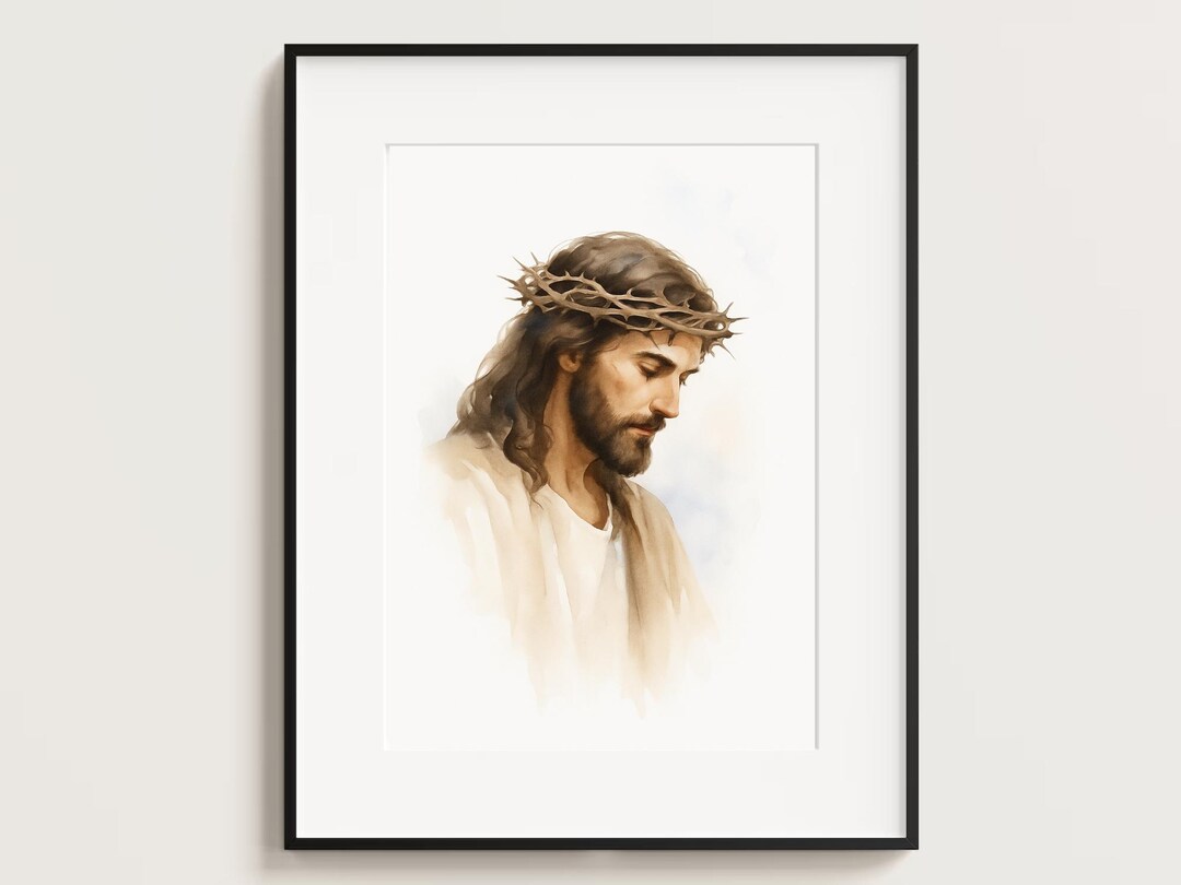 Jesus Crown of Thorns – Watercolor Christian Wall Art Print, Aesthetic ...