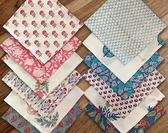 Cloth Napkins Sets, Hand Block Printed Wedding Napkins, Bohemian Cotton Mix and Match Reusable Table Cloth Dinner Napkins