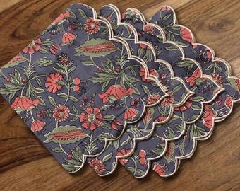Block Print Napkin Set,Cotton Napkins,Boho Table Setting,Home, Kitchen, Dining Table Decoration, Marriage Cocktail Napkins,Set of 4