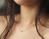 Lucky Jade Stone Necklace - Small White Green Healing Jade on 14k Gold Filled or Sterling Silver Chain - Prosperity, Luck, Friendship