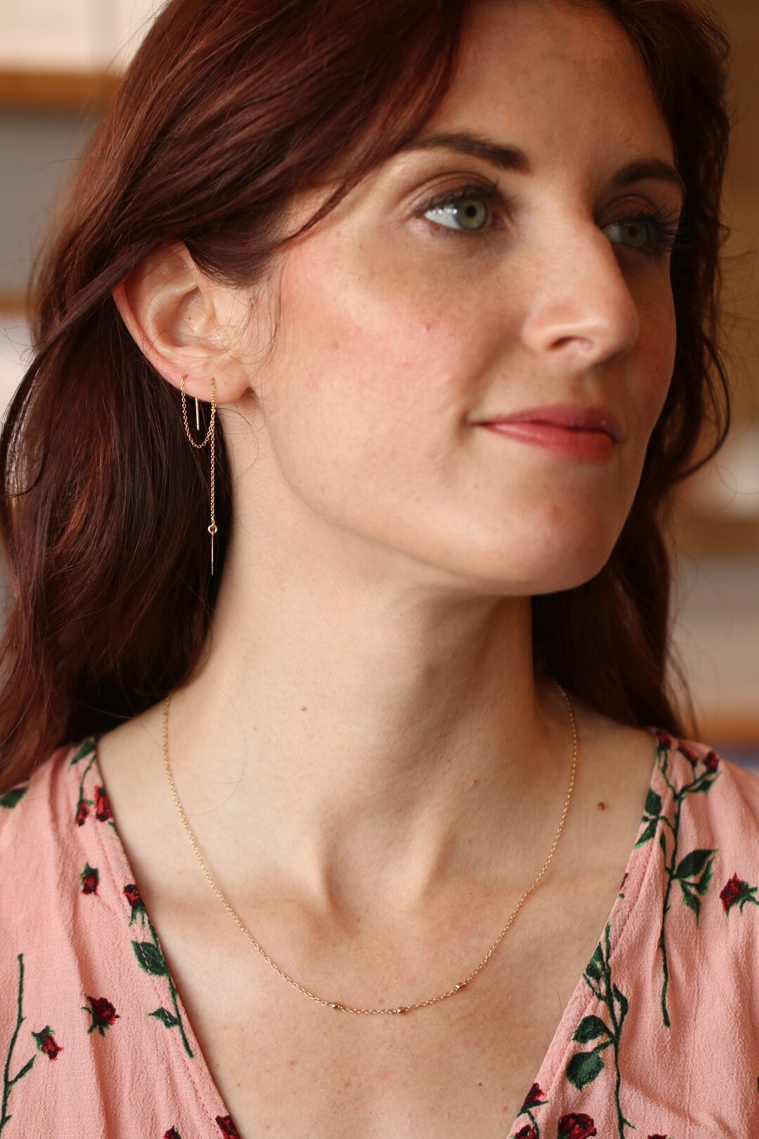Modern Minimalist Necklace with Clay Bead & Brass Bars.