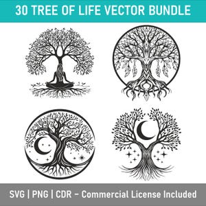 30 Three of Life vector Bundle SVG | PNG | CDR | Hand-Drawn Vector Tree clipart, Editable Tree of Life for Cricut, Sublimation & Print
