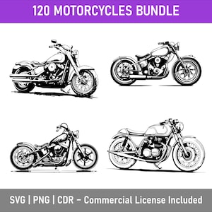 Motorcycle Vector Art Bundle: 120 Hand-Drawn Motorbike Illustrations (SVG, PNG, CDR)