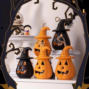 Double Sided Pumpkin Skull LED Night Light – Color Changing USB Lamp for Halloween, Spooky Gothic Desk Decor, Halloween Nightlight