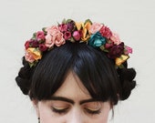 Frida Flower Crown, Mexican Flower Headband, Fiesta, ColorfulFloral Crown, Flower Headpiece, Festival Clothing, Bohemian, Kahlo,Free People