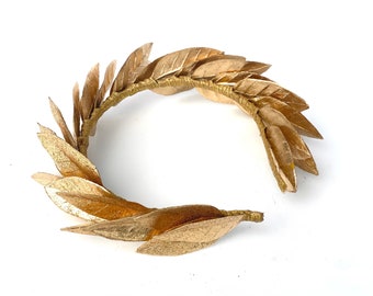 Gold Leaf Headband, Greek Wedding, Gold Leaf Laurel Headband, Roman Headpiece, Toga Costume, Bay Laurel Crown, Renaissance, LARP, Festivals