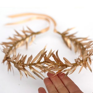 Mens Gold Leaf Crown, Olive Leaf Laurel, Greek Wedding, Groom, Festival Clothing, Toga Costume, Roman Headpiece, Groom, LARP, Gift for Him, image 7