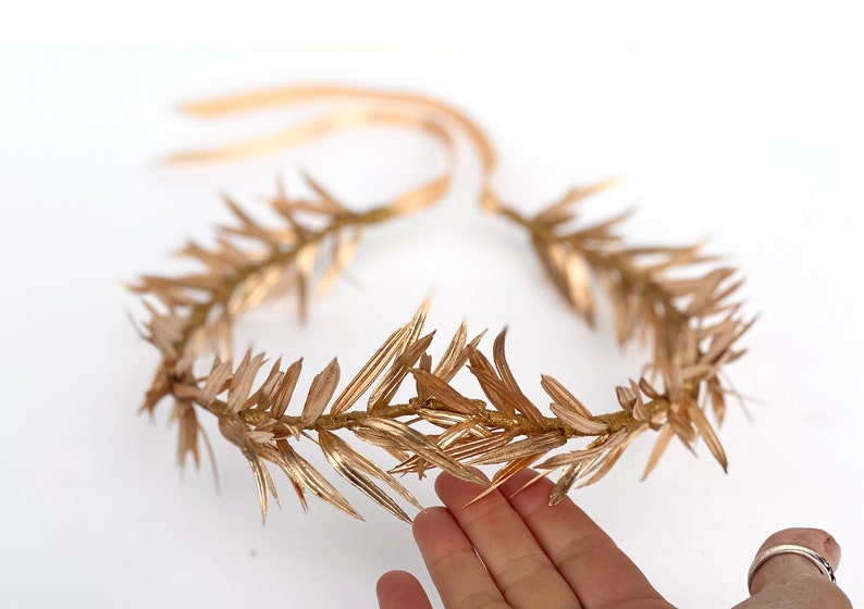 Mens Gold Leaf Crown, Olive Leaf Laurel, Greek Wedding, Groom, Festival Clothing, Toga Costume, Roman Headpiece, Groom, LARP, Gift for Him, image 7