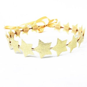 Gold Star Headband, Star Crown, Metallic Gold Star Headpiece, Silver Star Headpiece, Birthday Crown, Costume, LARP, Fourth of July, July 4th