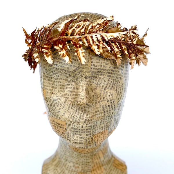 Golden Fern Leaf Crown, Woodland Headpiece,