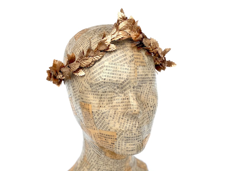 Petite Gold Leaf Headband, Gold Leaf Crown, Garland Wedding Crown, Bridal Headpiece, Greek Leaf Laurel, Toga Costume, Autumn Wedding, Boho, image 10
