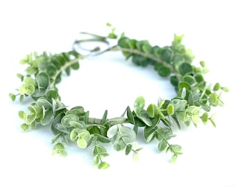 Green Eucalyptus Leaf Hair Laurel, Crown,Green Leaf Headpiece, Hair Garland, Greek, Roman God, Mens Wedding, Toga Costume, Graduation gift