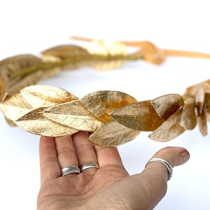 Gold Leaf Crown, Bay Leaf Hair Laurel, Headband, Greek Wedding, Groom, Apollo, Toga Costume, Roman God, Greek Goddess, Leaf Garland, LARP