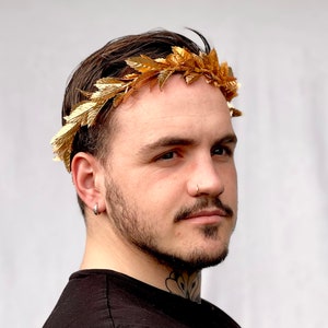 Gold Leaf Crown, Greek Wedding, Groom, Gold Leaf Laurel, Graduation Gift for Him, Prom Hair, Roman, Toga Costume, LARP, Cosplay, Pride image 10