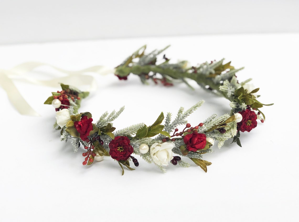 Winter Woodland Bridal Flower Crown Rustic Headpiece | Etsy