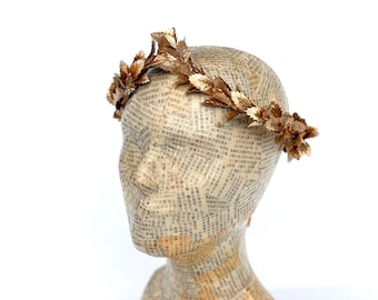 Petite Gold Leaf Headband, Gold Leaf Crown, Garland Wedding Crown, Bridal Headpiece, Greek Leaf Laurel, Toga Costume, Autumn Wedding, Boho,