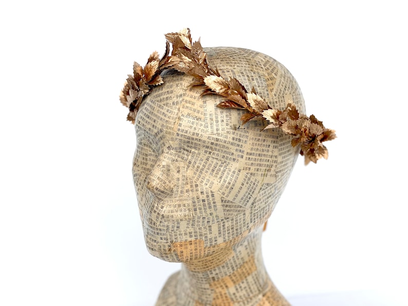 Petite Gold Leaf Headband, Gold Leaf Crown, Garland Wedding Crown, Bridal Headpiece, Greek Leaf Laurel, Toga Costume, Autumn Wedding, Boho, image 1