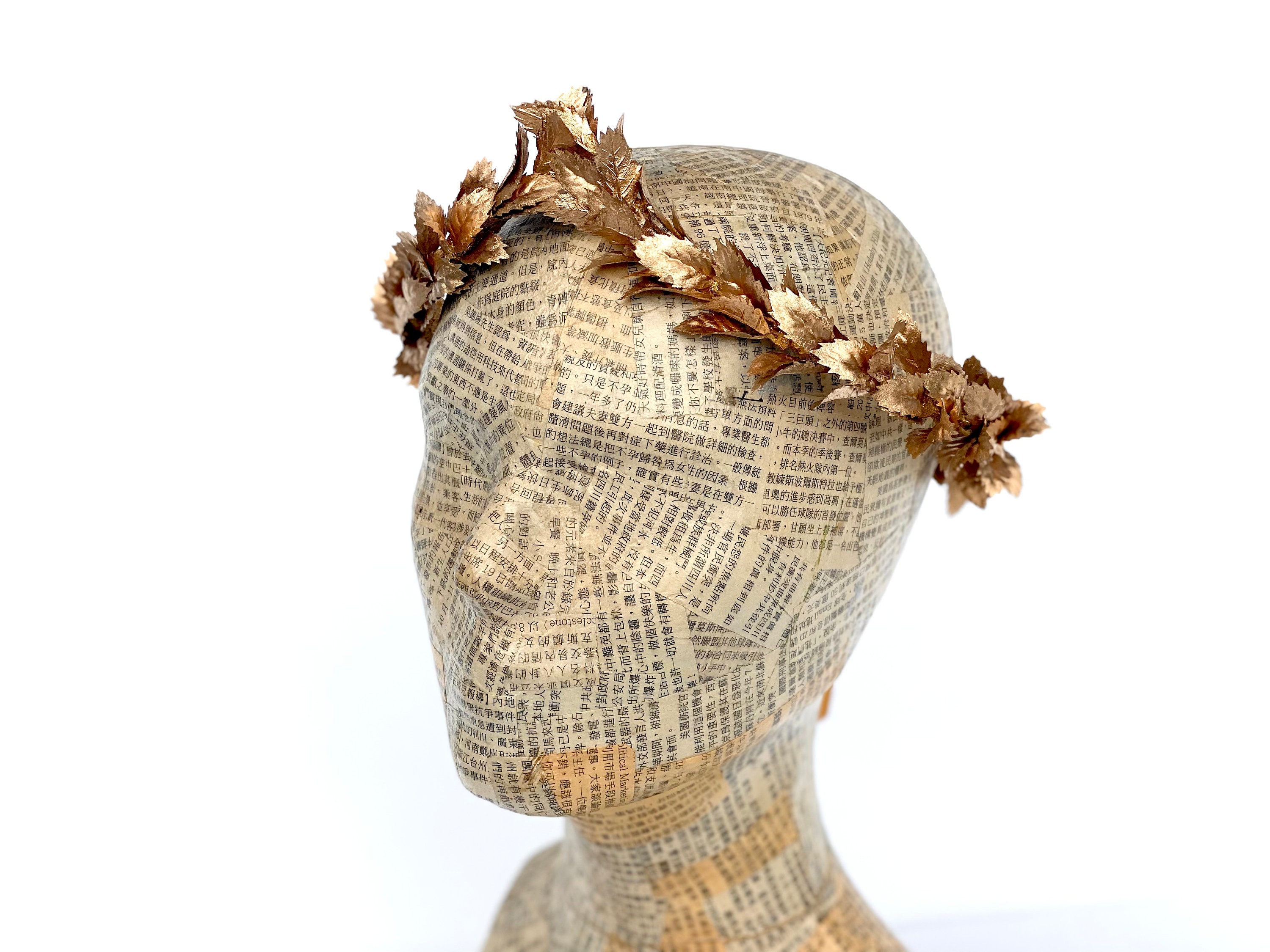 New Handmade NamJosh Golden Leaves Headband Made in India in Dark Teal/Gold Mandala Headband – Namjosh main image 3
