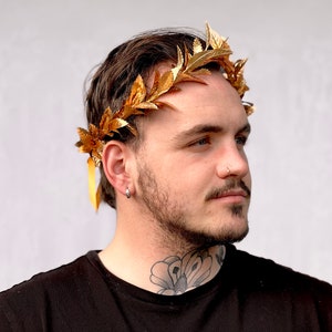 Gold Leaf Crown, Greek Wedding, Groom, Gold Leaf Laurel, Graduation Gift for Him, Prom Hair, Roman, Toga Costume, LARP, Cosplay, Pride image 3