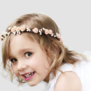 Flower Girl Flower Crown, Flower Girl Headpiece, Flower Girl Hair Wreath, Floral Hair Wreath, Ivory, Pink, White, Red, Blush Pink, Mint image 1