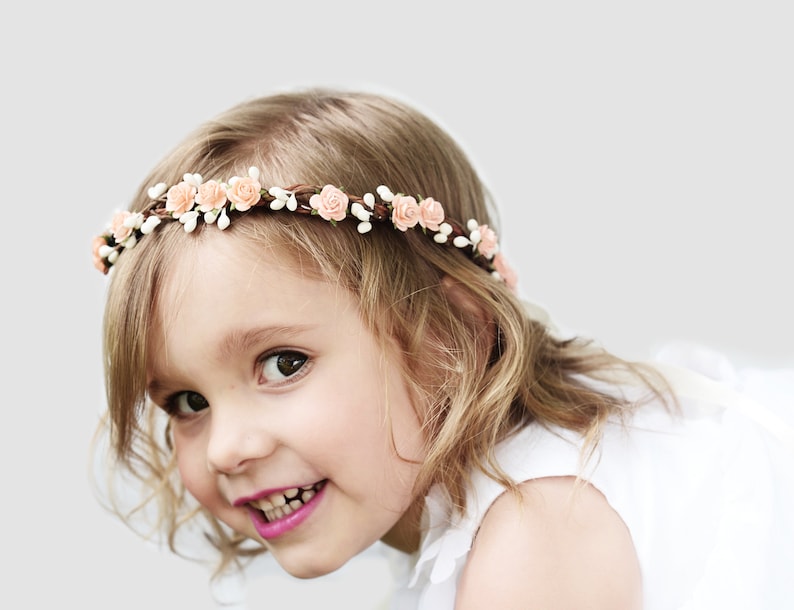 Flower Girl Flower Crown, Flower Girl Headpiece, Flower Girl Hair Wreath, Floral Hair Wreath, Ivory, Pink, White, Red, Blush Pink, Mint image 1