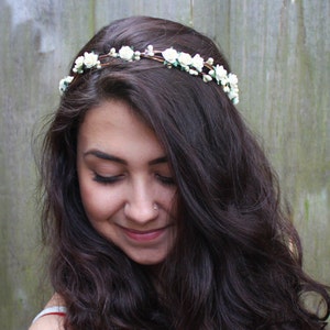 Ivory Bridal Flower Crown, Bridal Headpiece, Floral Crown, White Flower Hair Wreath, Wedding Crown, Boho, Woodland, Bridal Crown, Rustic