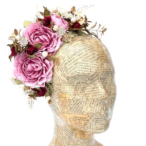 Mauve Pink Gold Flower Headband, Floral Fascinator, Flower Crown, Ivory Pearl, Bridal Crown, Maternity Shoot, Frida, Flower Headpiece, Boho