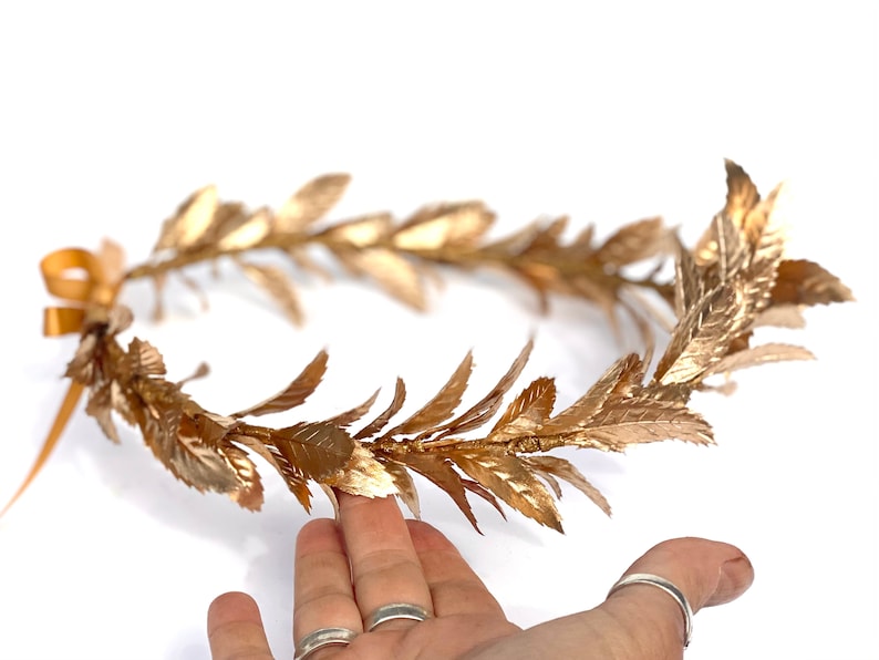 Mens Gold Leaf Crown, Roman Leaf Laurel, Gold Leaf Garland, Greek God, Hair Wreath, Headpiece, Marcus Aurelius, Toga Costume, Groom, Pride image 10