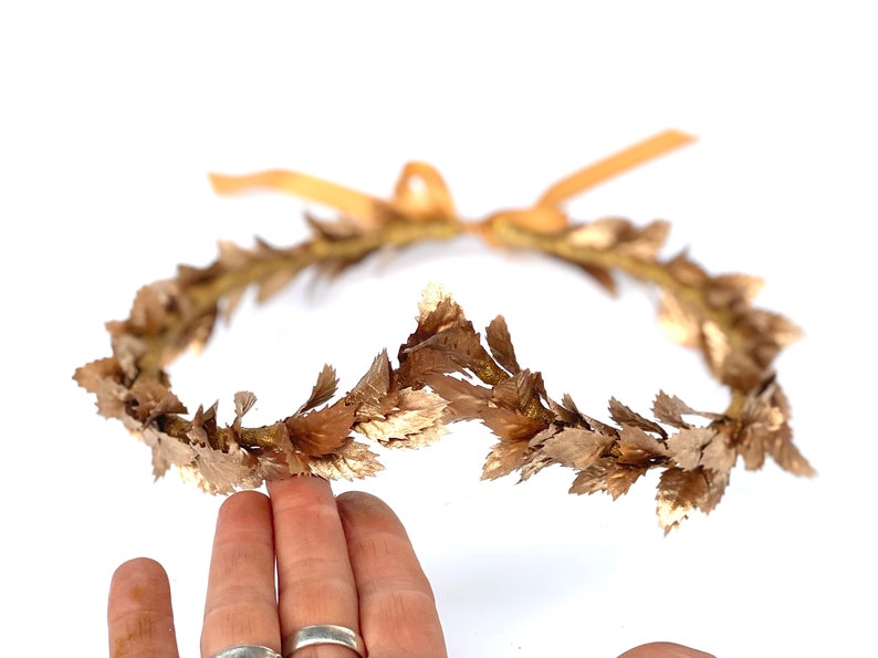 Petite Gold Leaf Headband, Gold Leaf Crown, Garland Wedding Crown, Bridal Headpiece, Greek Leaf Laurel, Toga Costume, Autumn Wedding, Boho, image 6