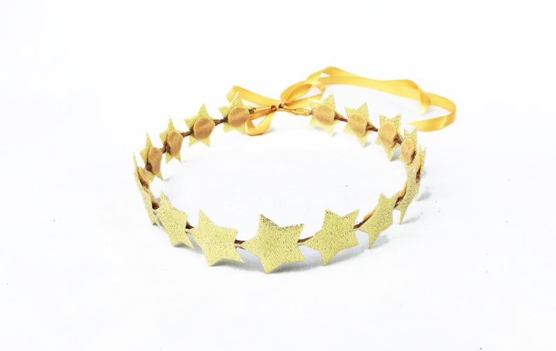 Gold Star Headband, Star Crown, Metallic Gold Star Headpiece, Silver Star Headpiece, Birthday Crown, Costume, LARP, Fourth of July, July 4th image 2