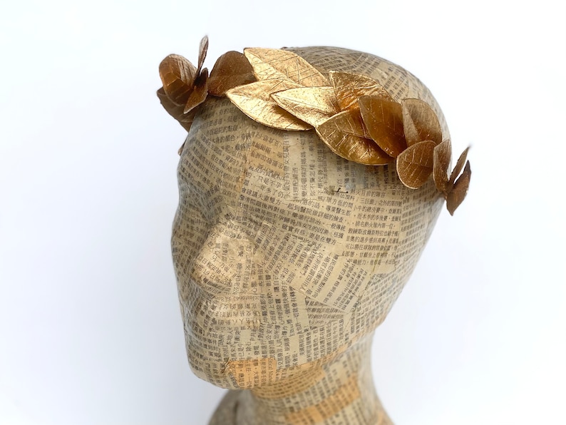 Gold Bay Leaf Crown Headband, Greek Roman Bridal Headpiece, Prom Hair, Graduation Party Laurette Gift, Toga Costume LARP Renaissance Goddess image 7