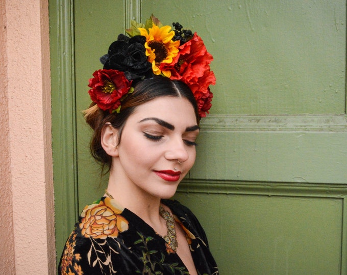 Sunflower Headpiece Frida Flower Crown Fiesta Kahlo - Etsy